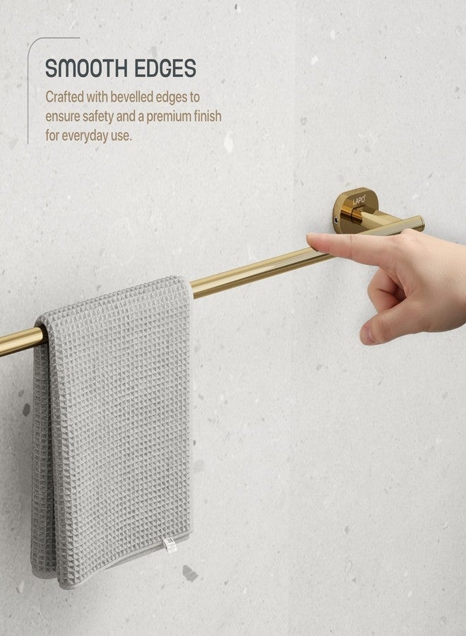 LAPO حامل مناشف من الفولاذ المقاوم للصدأ 304 من لابو للحمام | حامل مناشف | إكسسوارات الحمام | قضيب مناشف | علاقة مناشف (24 بوصة، لون ذهبي) - Image 5